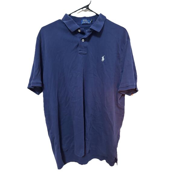 POLO RALPH LAUREN Men Navy Custom Fit Mesh Polo Shirt Pony Logo Size XL - Picture 1 of 8
